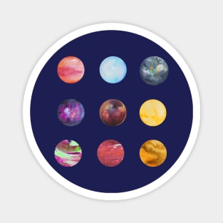 Watercolor Planets Sticker Design Magnet